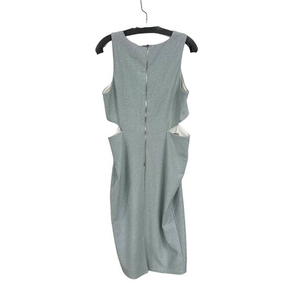 ASOS Light Blue Sleeveless Cut Out Rib Knee Length Sleeveless Bodycon Dress 12 - Picture 5 of 5